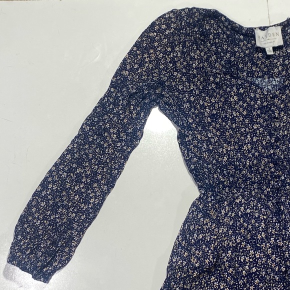 Hayden Los Angels Blue Floral Fairy Cottage Core Front Slit Long Sleeve Dress S - Picture 8 of 11